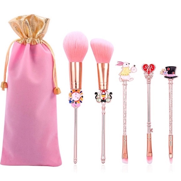 Alice in Wonderland Rose Gold 5 Piece Makeup Brush Set - Picture 1 of 17